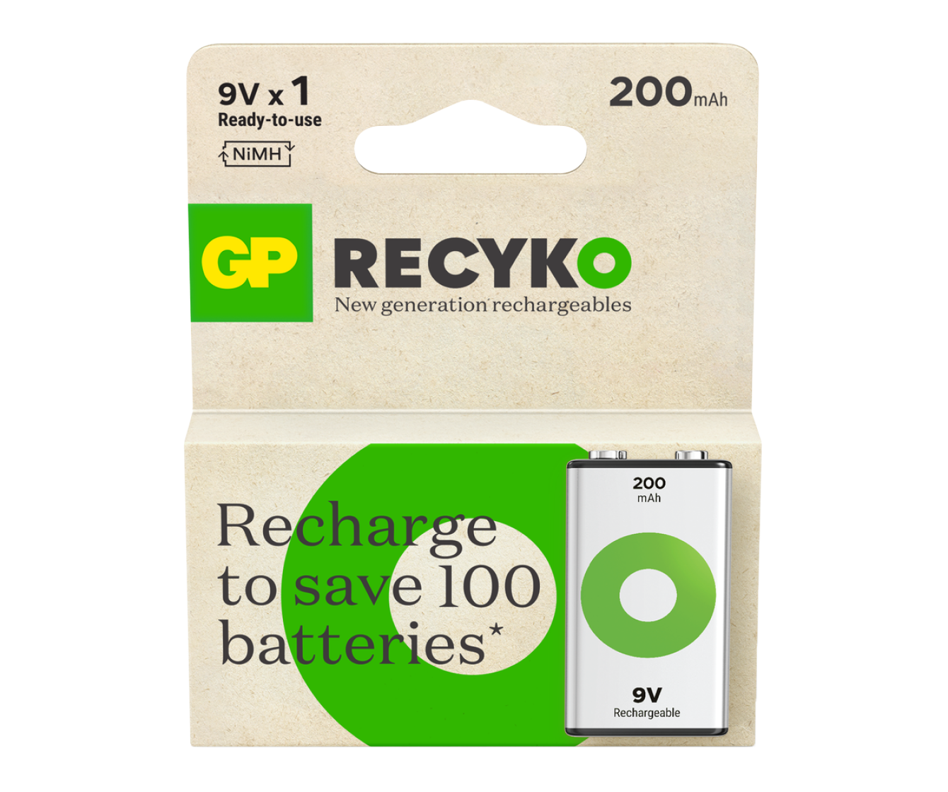 GP Recyko 9V Rechargeable Batteries