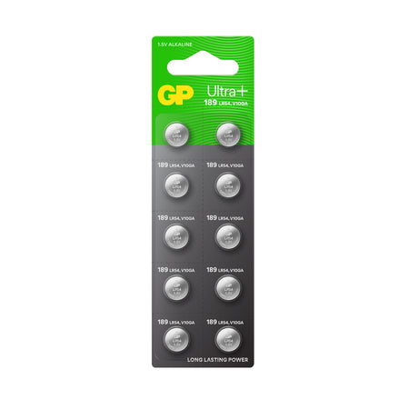 GP Ultra+ Alkaline Button 189 (LR54) card of 10