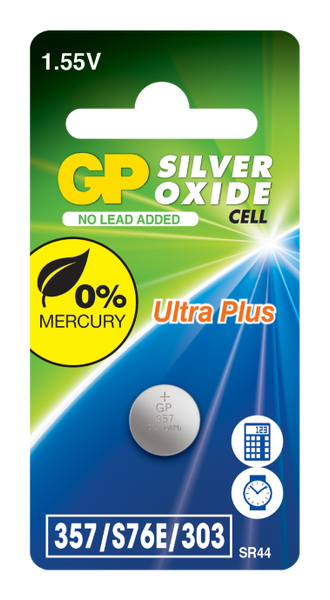 GP Silver Oxide Button 357 (SR44) card of 1