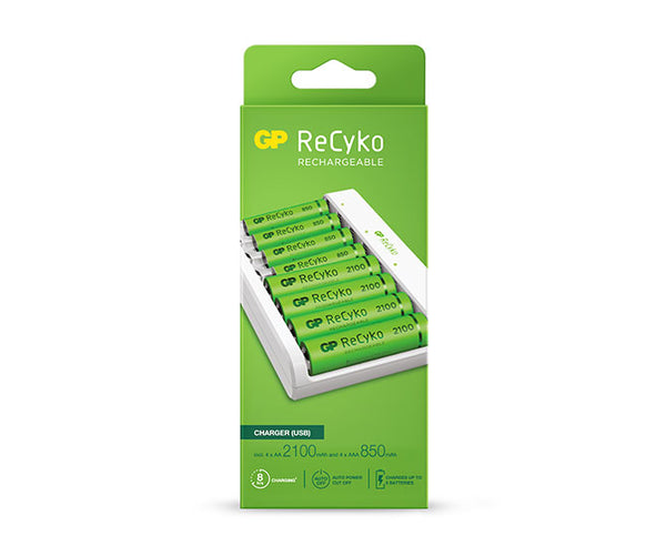 GP ReCyko E811 USB Economy Charger with 4 ReCyko 2100 AA and 4 ReCyko 850 AAA
