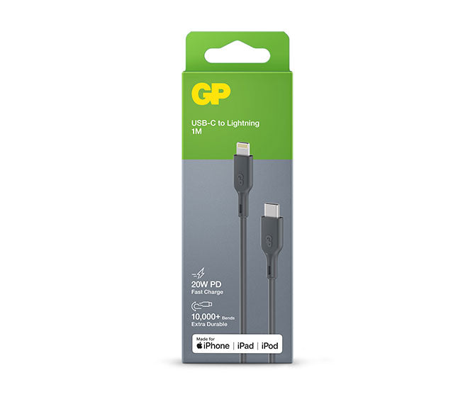 GP 1 metre USB-C to Lightning Charge & Sync Cable CL1P | GP Batteries UK