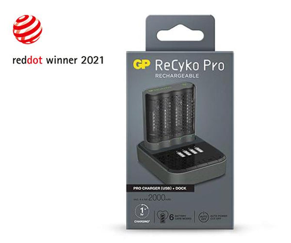 GP ReCyko Pro Charger Dock (USB) D461 and Pro Charger (USB) P461 with 4 x AA Pro 2000mAh NiMH Batteries