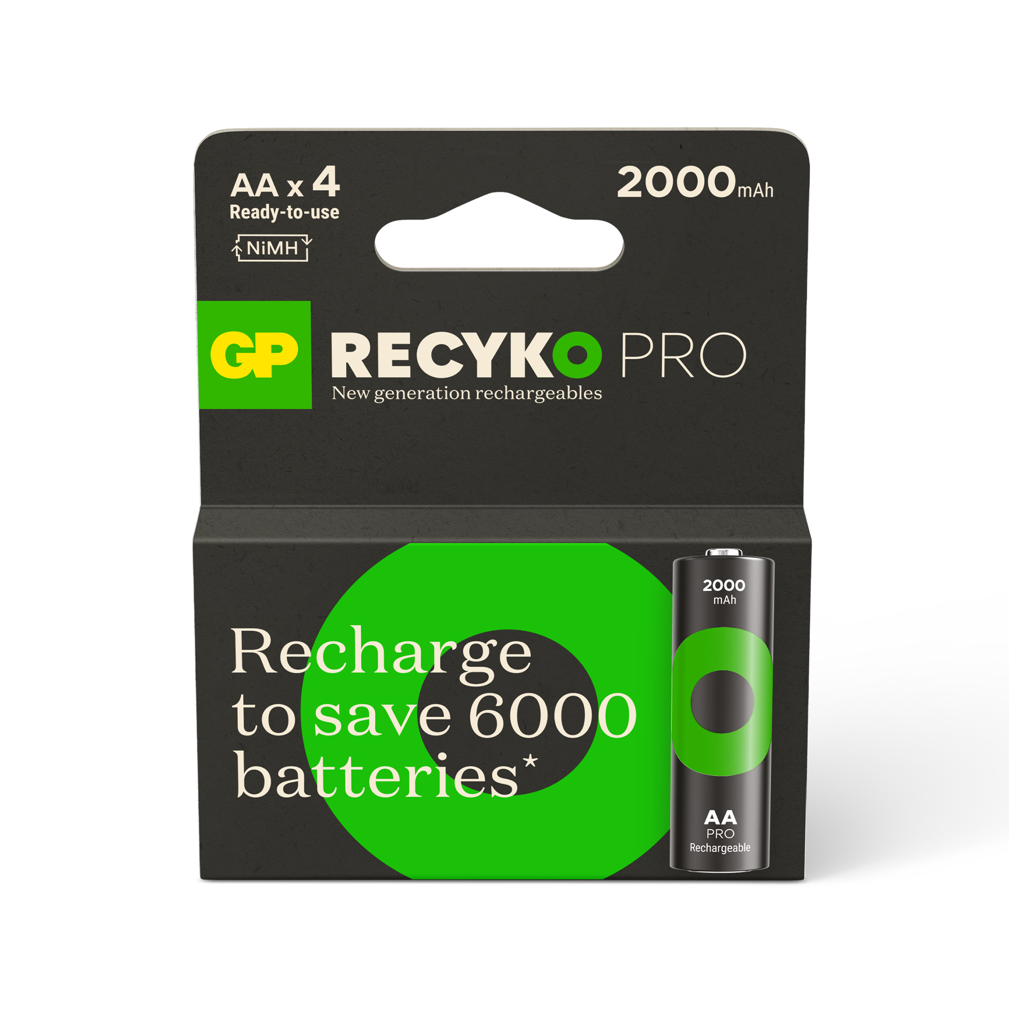 GP Recyko Pro NiMH 2000mAh AA Battery 4's